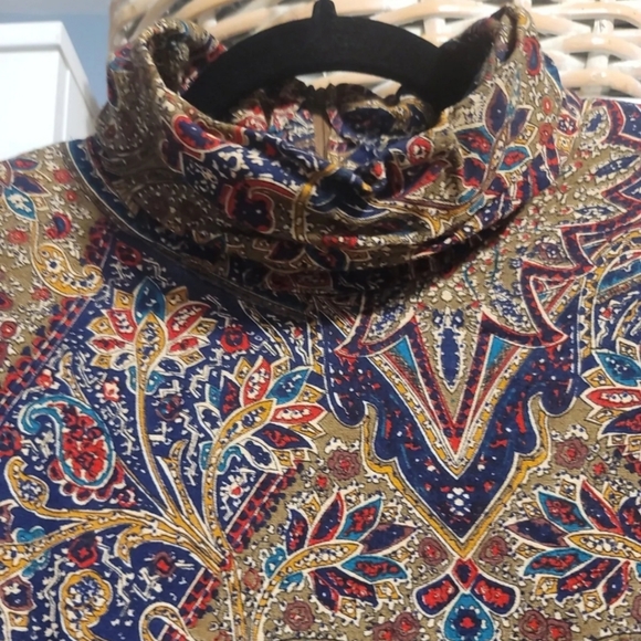 Vtg Jessica Howard By Mitchell Rodbell Womens Sz 12 Paisley Multi High Neck Maxi - Picture 4 of 12